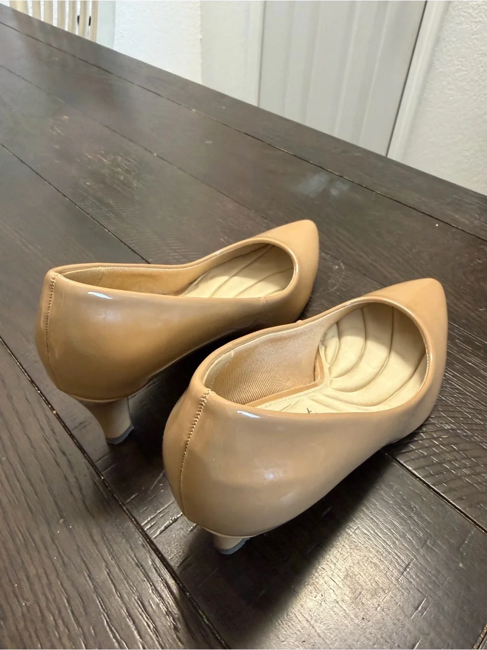 Classic Pointed-Toe Nude Patent Pumps - Comfort Cushioned Heel
